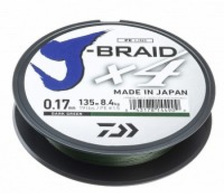 Шнур Daiwa J-Braid X4 135м*0,13мм*5,9кг зеленая 